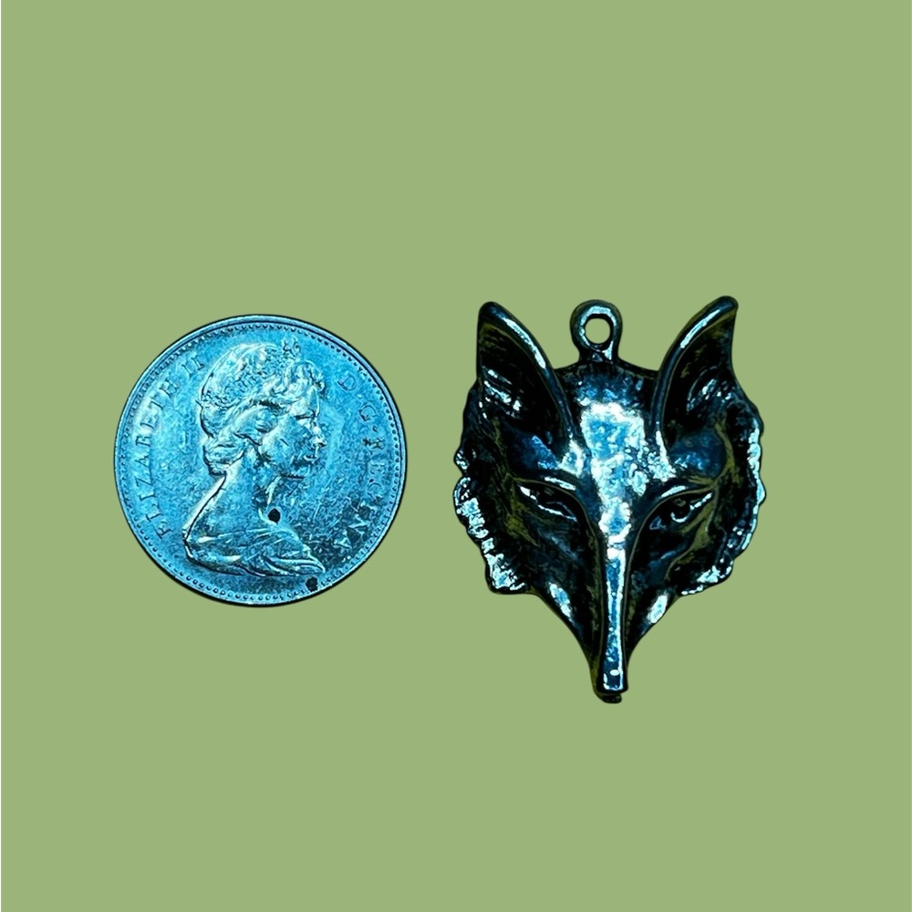 Pewter Fox or Wolf Head Pendant